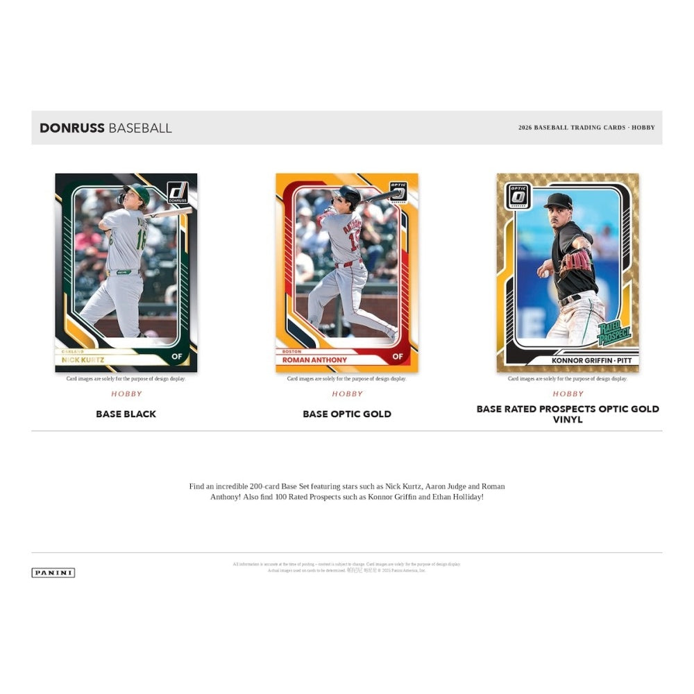 Three Donruss baseball trading cards displayed on a white background