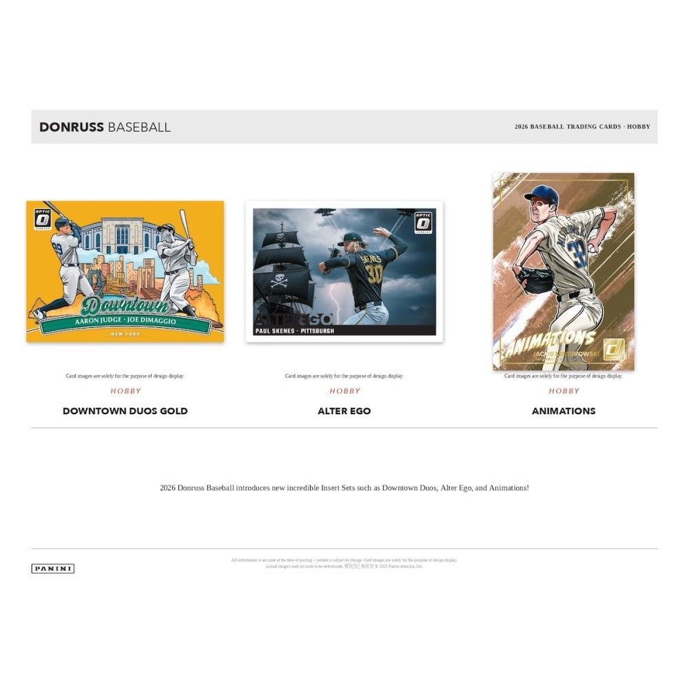Donruss Baseball trading card display with three cards featuring different designs.