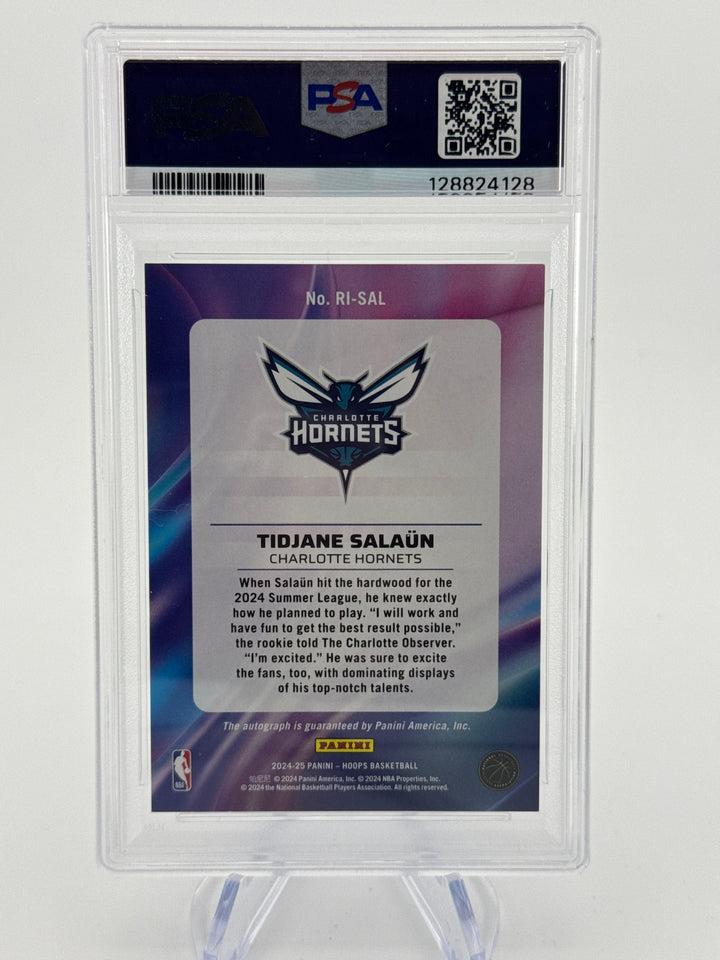 Tidjane Salaun 2024 Panini NBA Hoops Rookie Ink Red Auto, 07/25, PSA 9 Mint