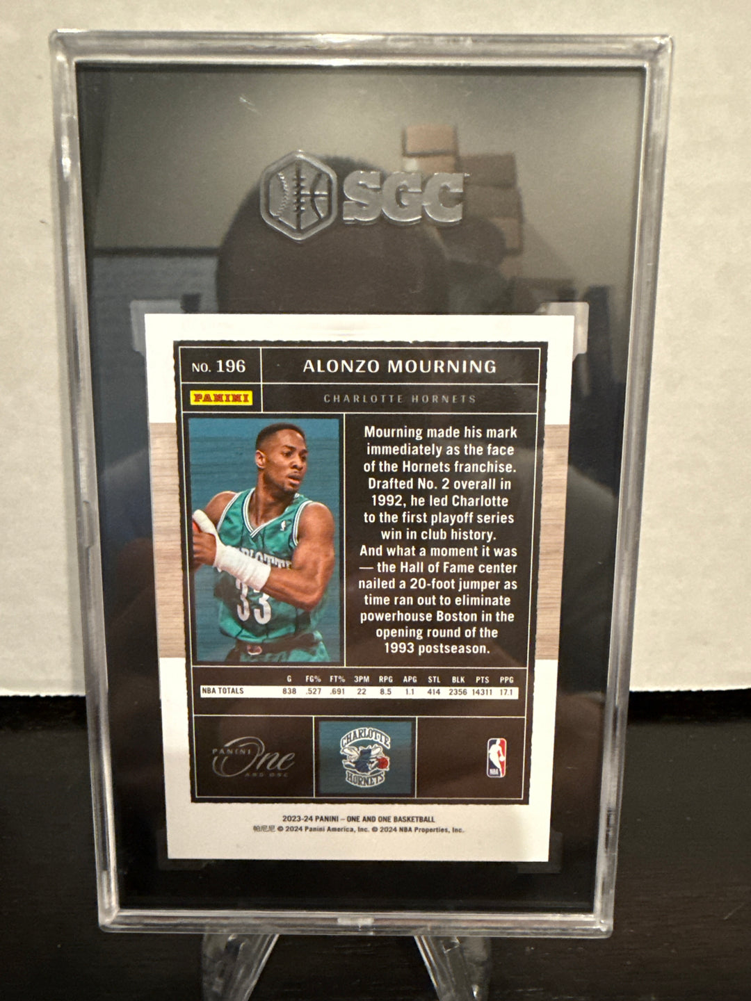Alonzo Mourning 2023 Panini One and One Green, 3/5, SGC 9.5 Gem Mint