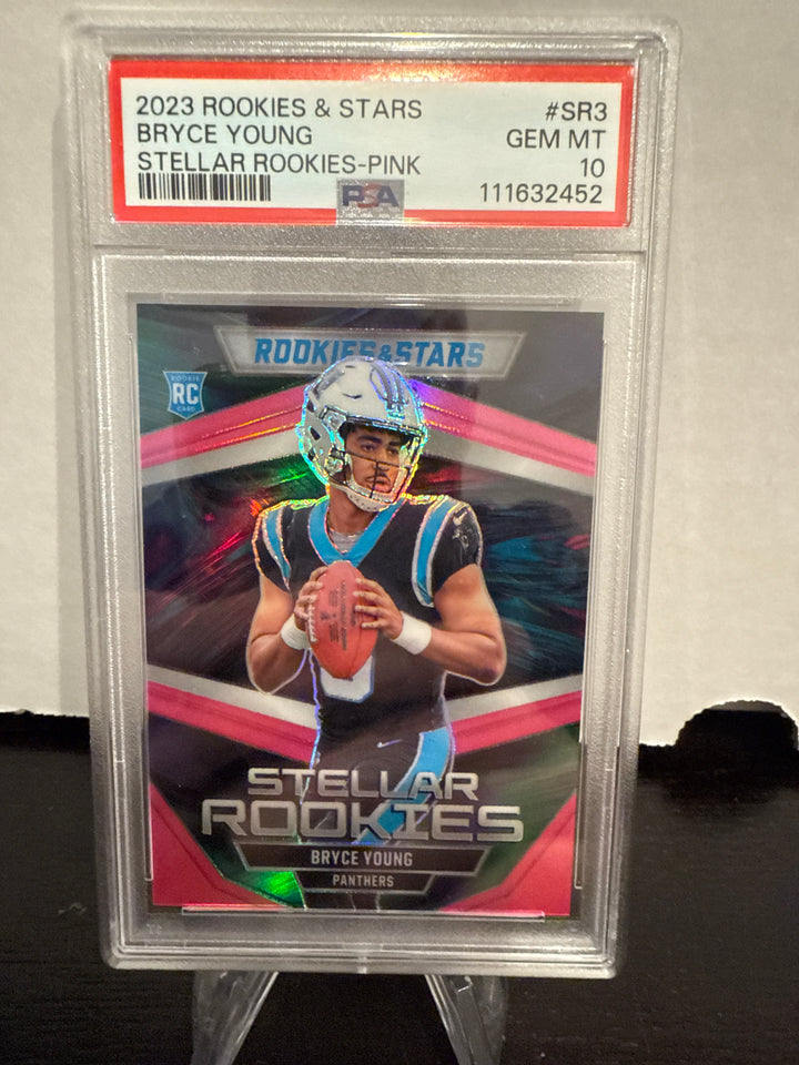 Bryce Young 2023 Panini Rookies & Stars Stellar Rookies Pink, 19/75, PSA 10 Gem Mint