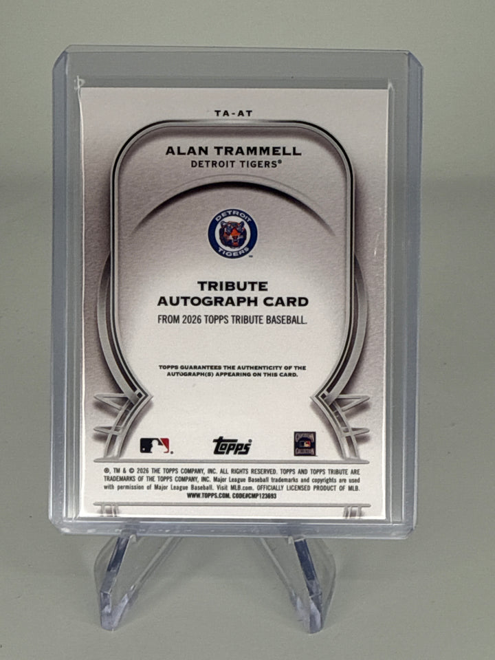 Alan Trammell 2026 Topps Tribute Gold Auto, 07/50