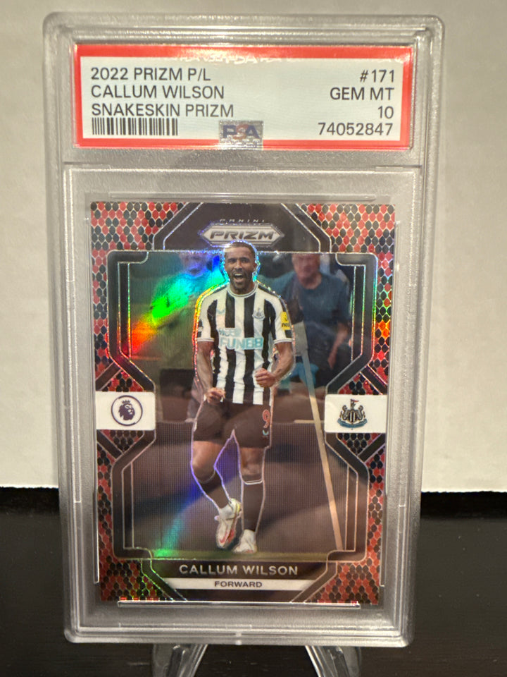 Callum Wilson 2022 Panini Prizm Premier League Snakeskin Prizm SSP, PSA 10 Gem Mint