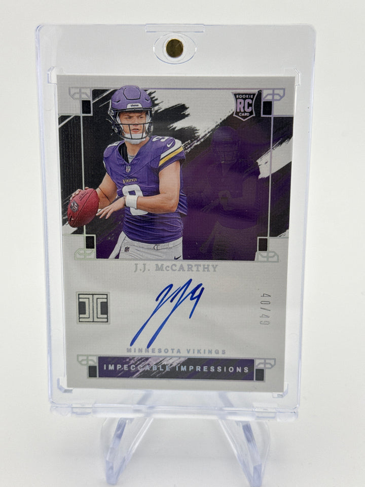 JJ McCarthy 2024 Panini Impeccable Impressions Rookie Auto, 40/49