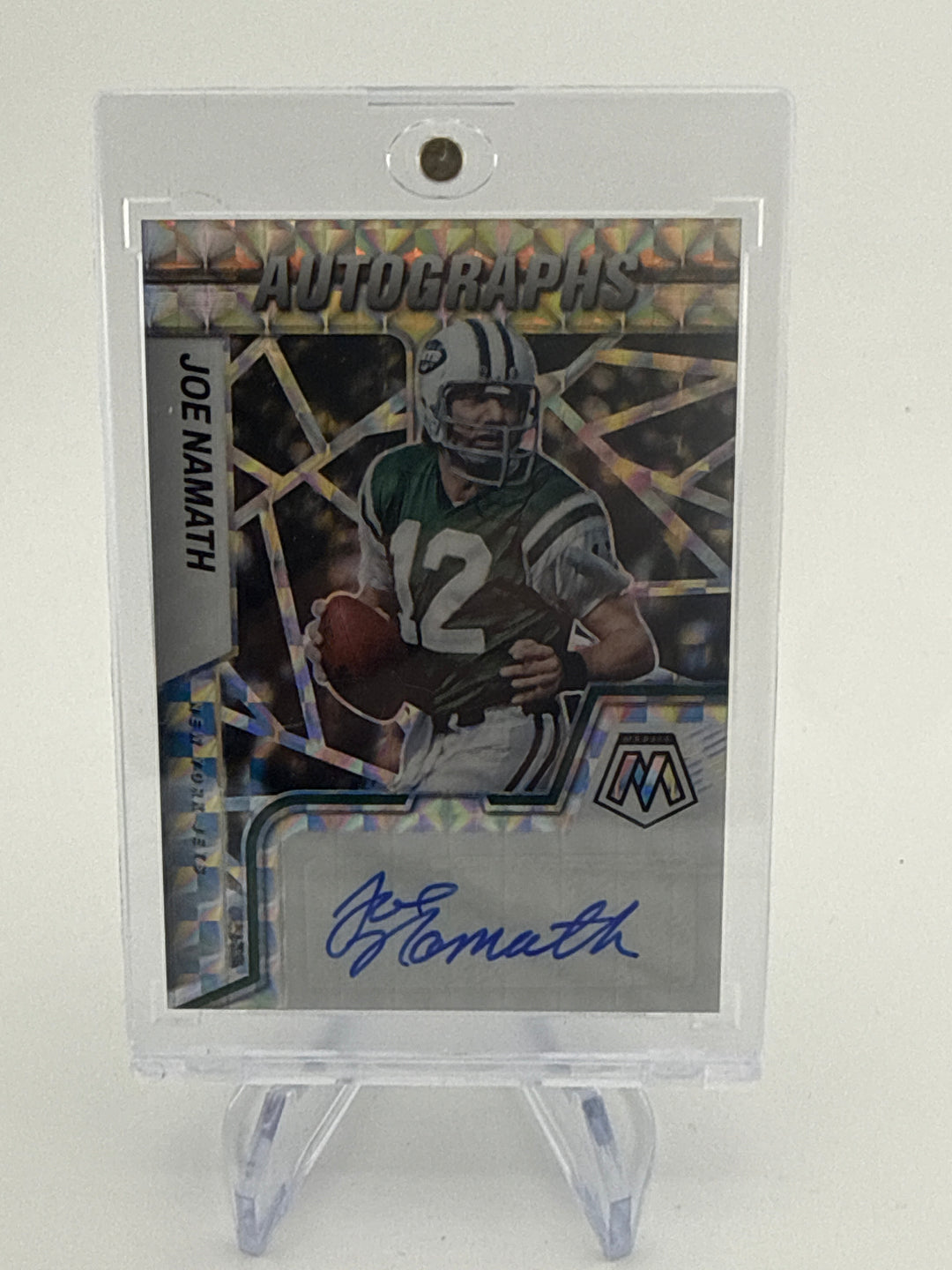 Joe Namath 2022 Panini Mosaic Silver Mosaic Auto