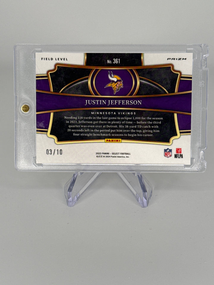 Justin Jefferson 2023 Panini Select Field Level Gold Prizm, 03/10