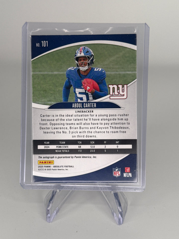 Abdul Carter 2025 Panini Absolute Rookie Auto Orange, 65/75