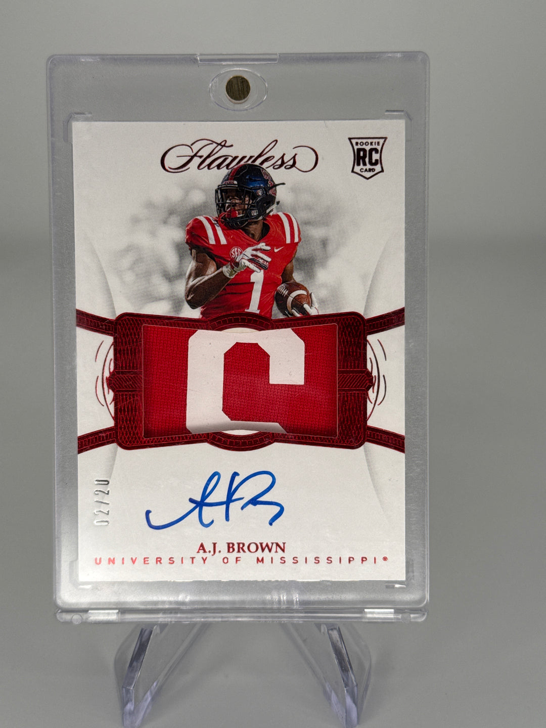 AJ Brown 2019 Panini Flawless Collegiate Rookie Patch Auto Ruby, 02/20