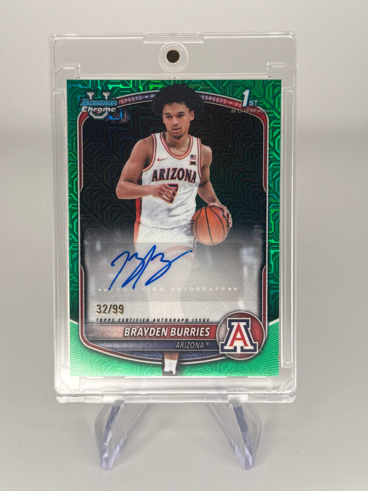 Brayden Burries 2025 Bowman Chrome University Green Mega Box 1st Auto, 32/99