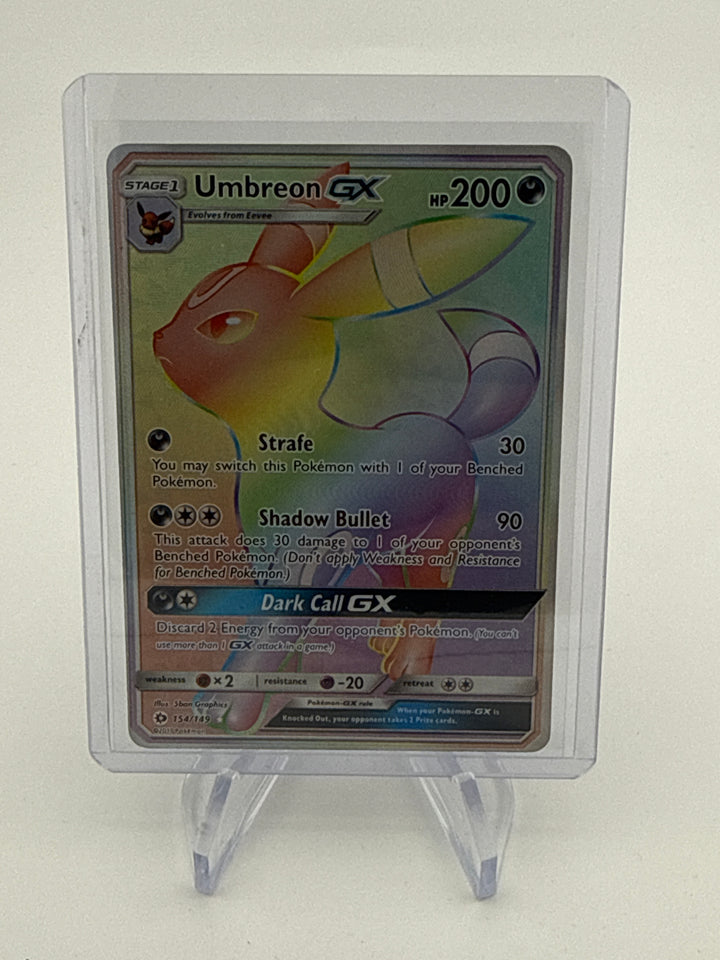 Pokemon TCG 2017 Umbreon Sun and Moon Rainbow Full Art Secret Rare, 154/149