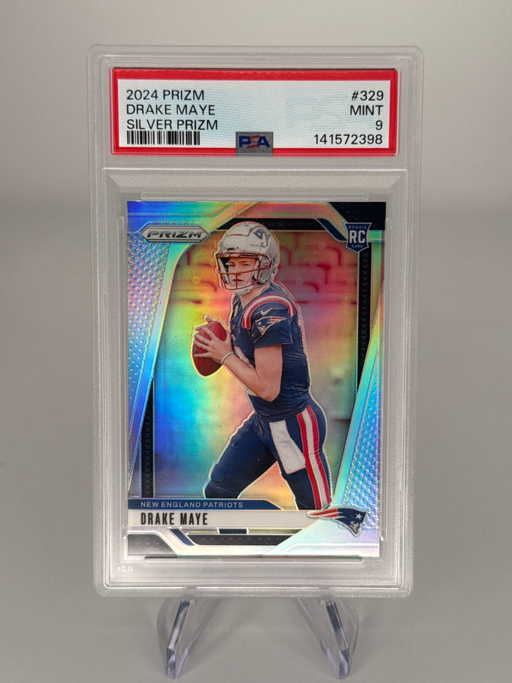 Drake Maye 2024 Panini Prizm Silver Rookie, PSA 9 Mint
