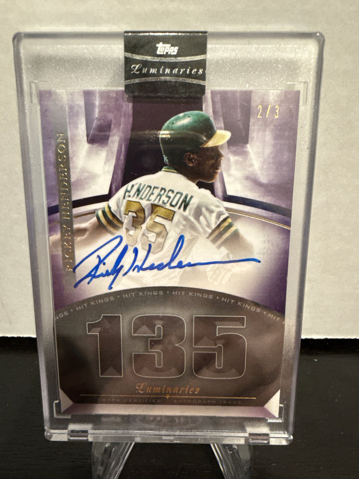 Rickey Henderson 2021 Topps Luminaries Hit Kings Purple Auto, 2/3