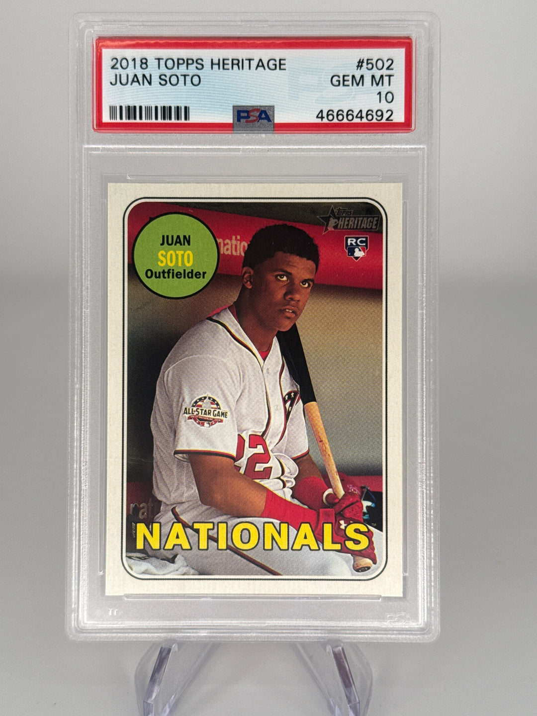 Juan Soto 2018 Topps Heritage Rookie Card, PSA 10 Gem Mint