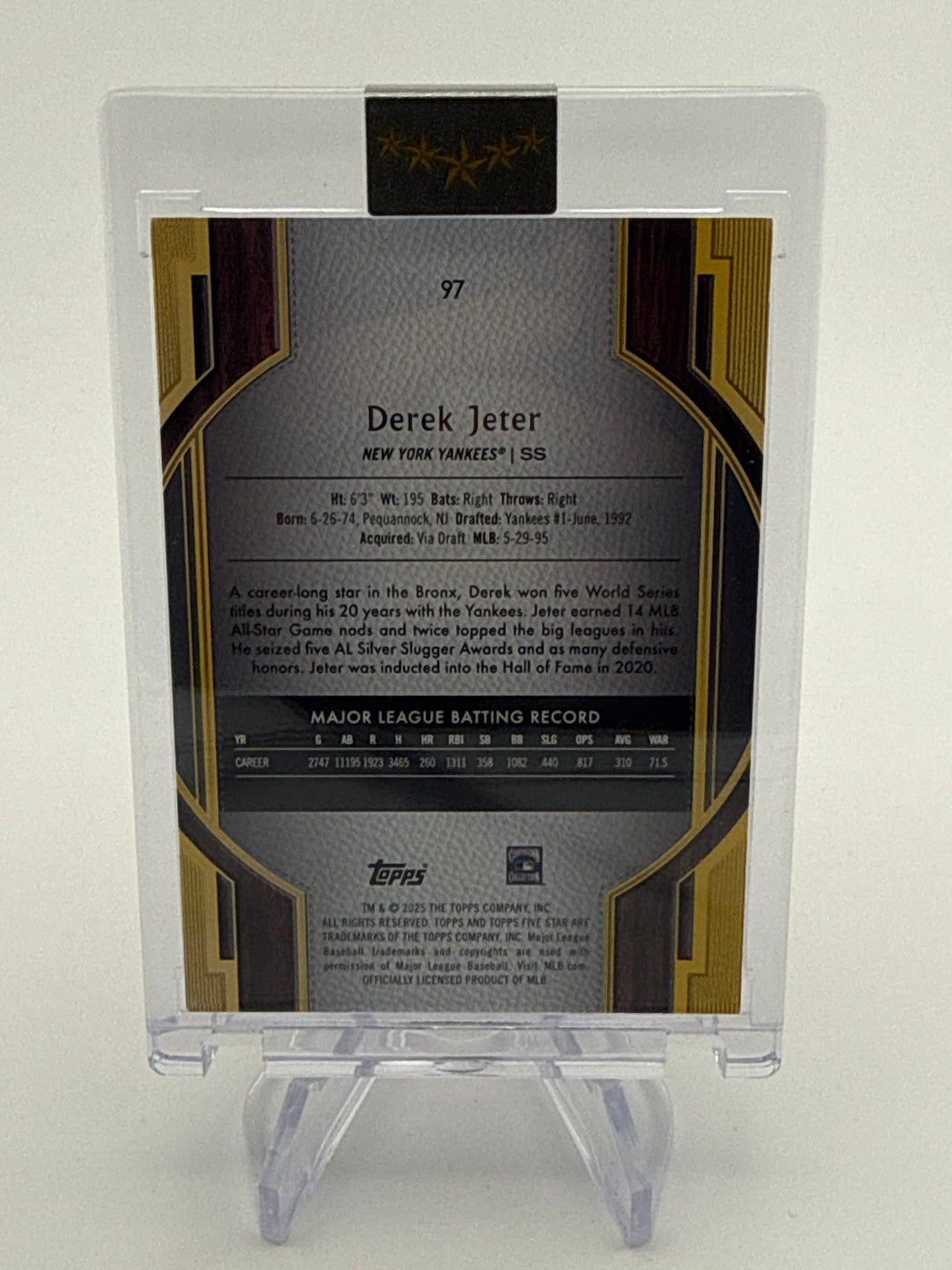 Derek Jeter 2025 Topps Five Star Orange, 22/25
