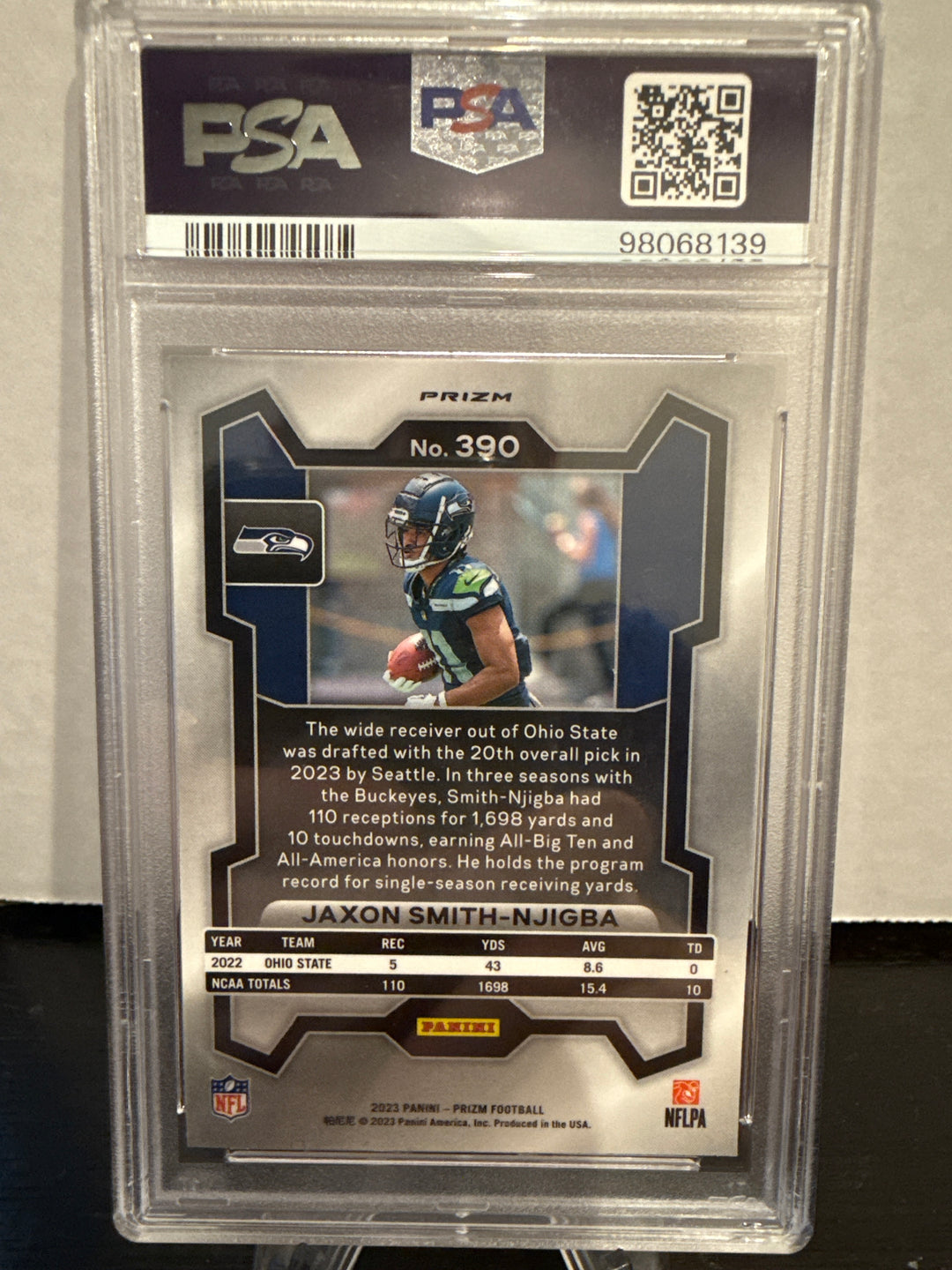 Jaxon Smith Njigba 2023 Panini Prizm Disco Prizm Rookie, PSA 10 Gem Mint