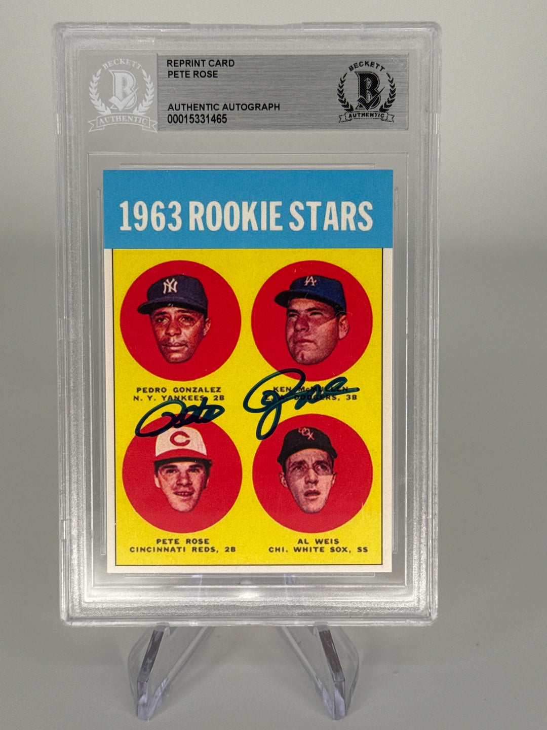 1963 Topps Rookies Stars Reprint, Pete Rose BGS Authentic Auto