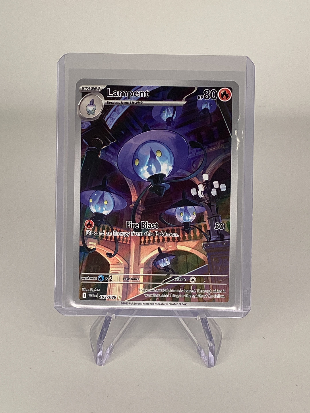 Pokemon TCG 2025 Lampent White Flare Full Art Illustration Rare, 102/086