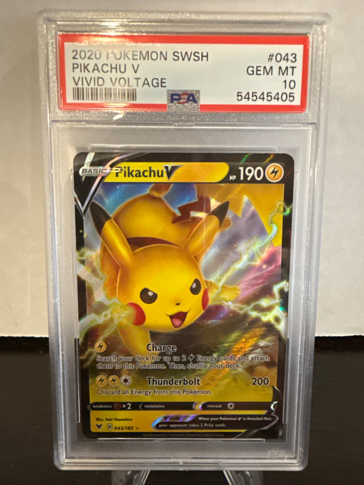 Pokemon TCG 2020 Pikachu V Vivid Voltage, 043/185, PSA 10 Gem Mint
