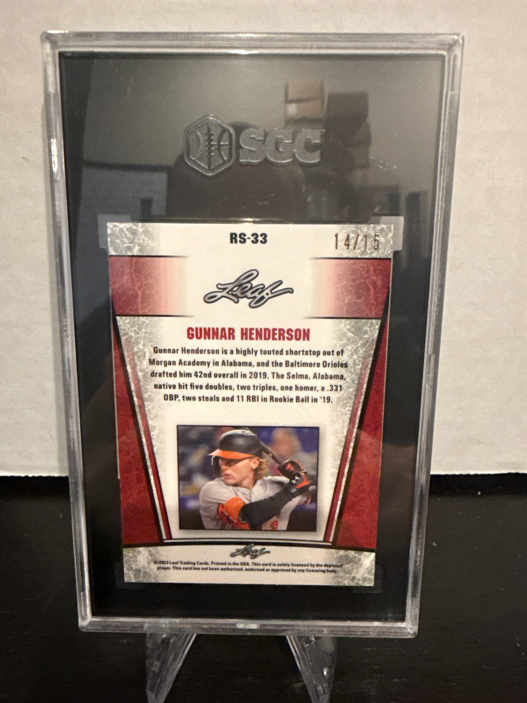 Gunnar Henderson 2023 Leaf Special Release Purple Wave Rookie, 14/15, SGC 10 Gem Mint