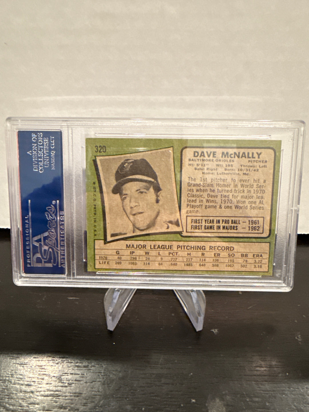 Dave McNally 1971 Topps, PSA 7