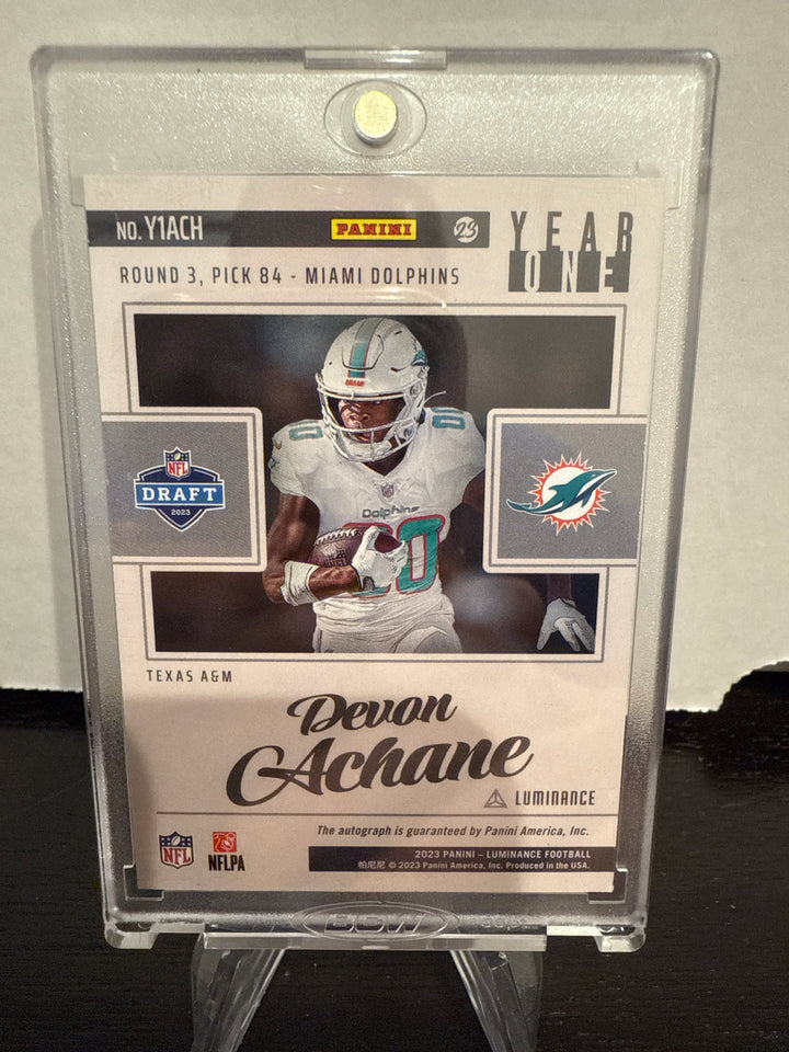 De'von Achane 2023 Panini Luminance Year One Rookie Auto