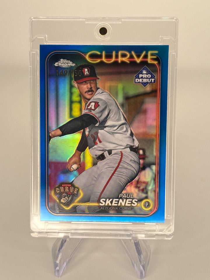 Paul Skenes 2024 Topps Chrome Pro Debut Blue Refractor, 149/150