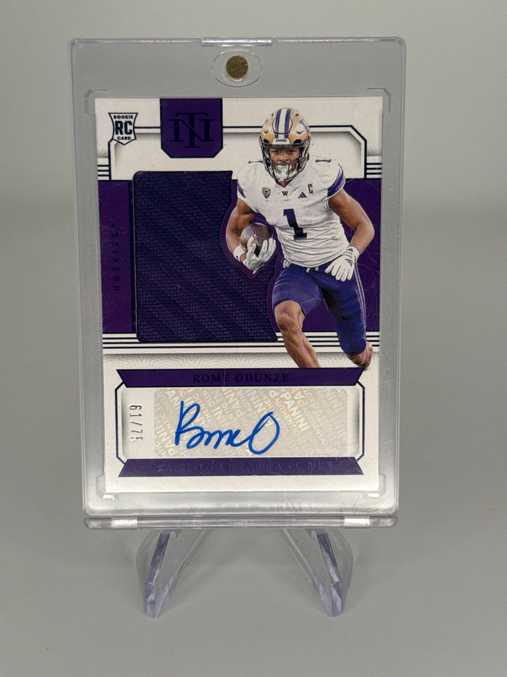Rome Odunze 2024 Panini National Treasures Collegiate Rookie Patch Auto, 61/75