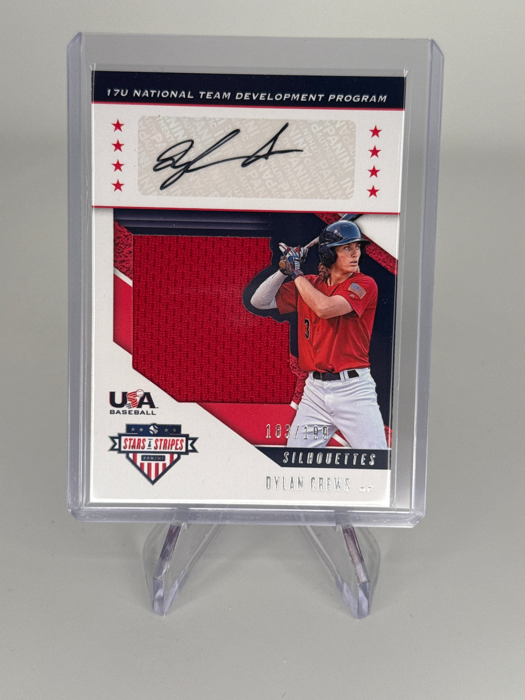 Dylan Crews 2023 Panini USA Stars & Stripes Silhouettes Patch Auto, 183/199