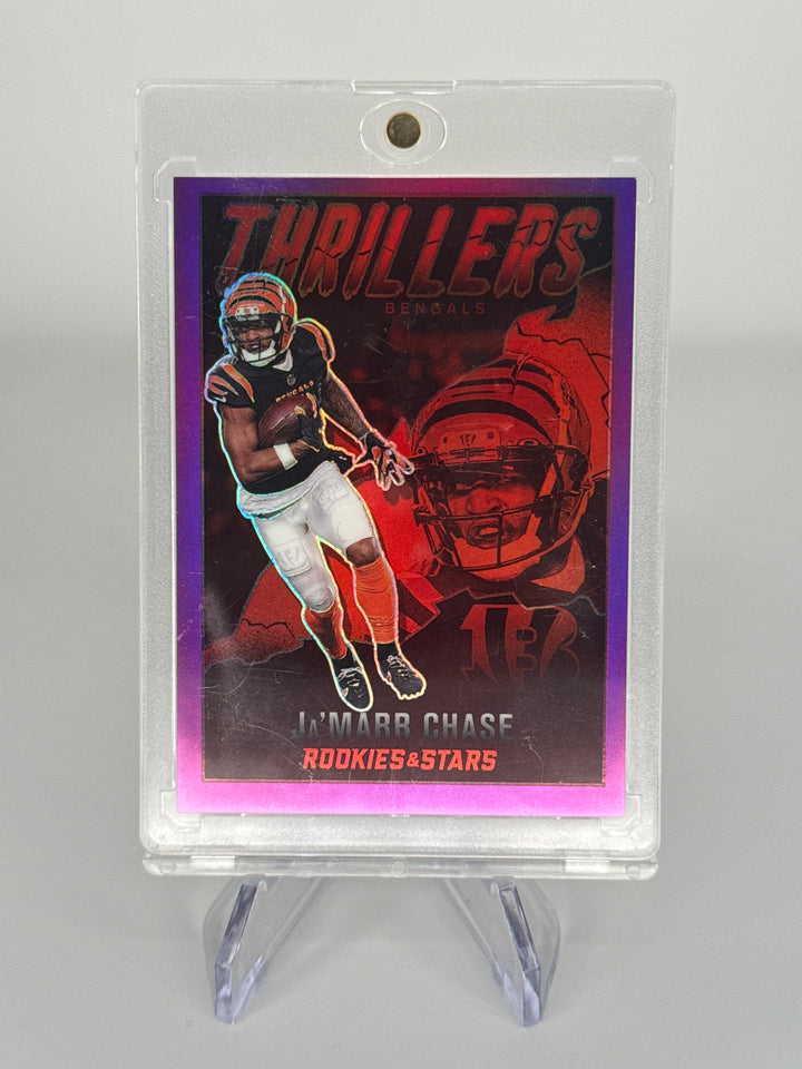 Ja'Marr Chase 2022 Panini Rookies & Stars Thrillers Purple Prizm, 04/35