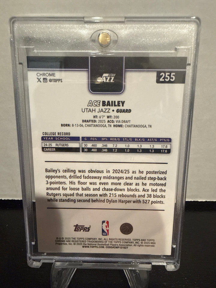 Ace Bailey 2025 Topps Chrome Aqau Raywave Rookie, 027/199