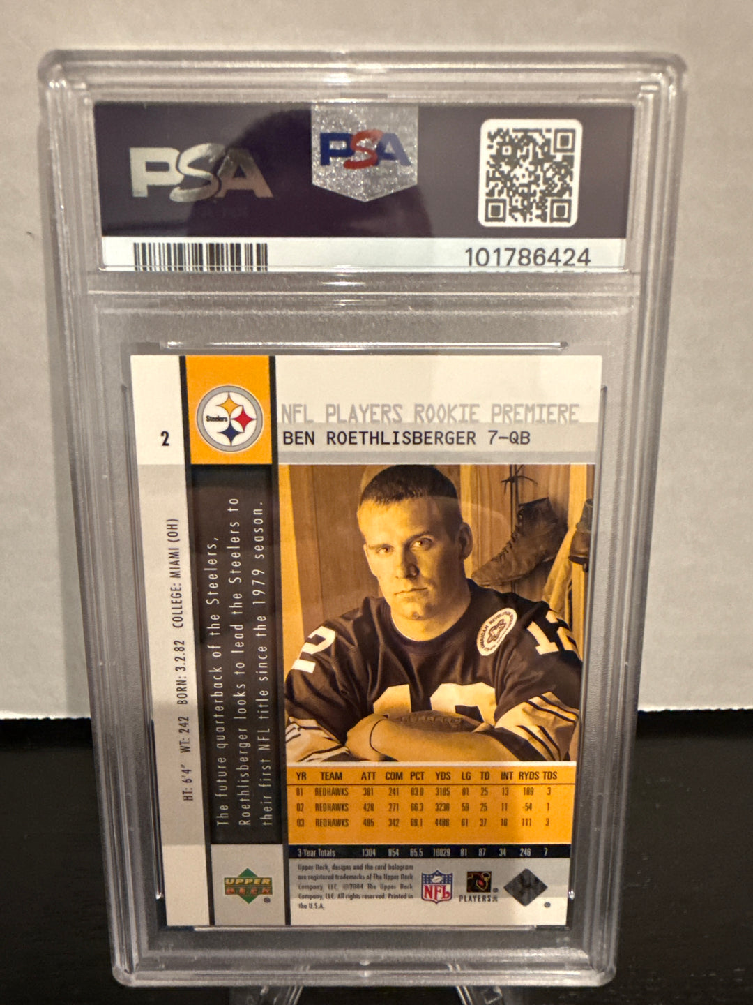 Ben Roethlisberger 2004 Upper Deck Rookie Premier, PSA 10 Gem Mint