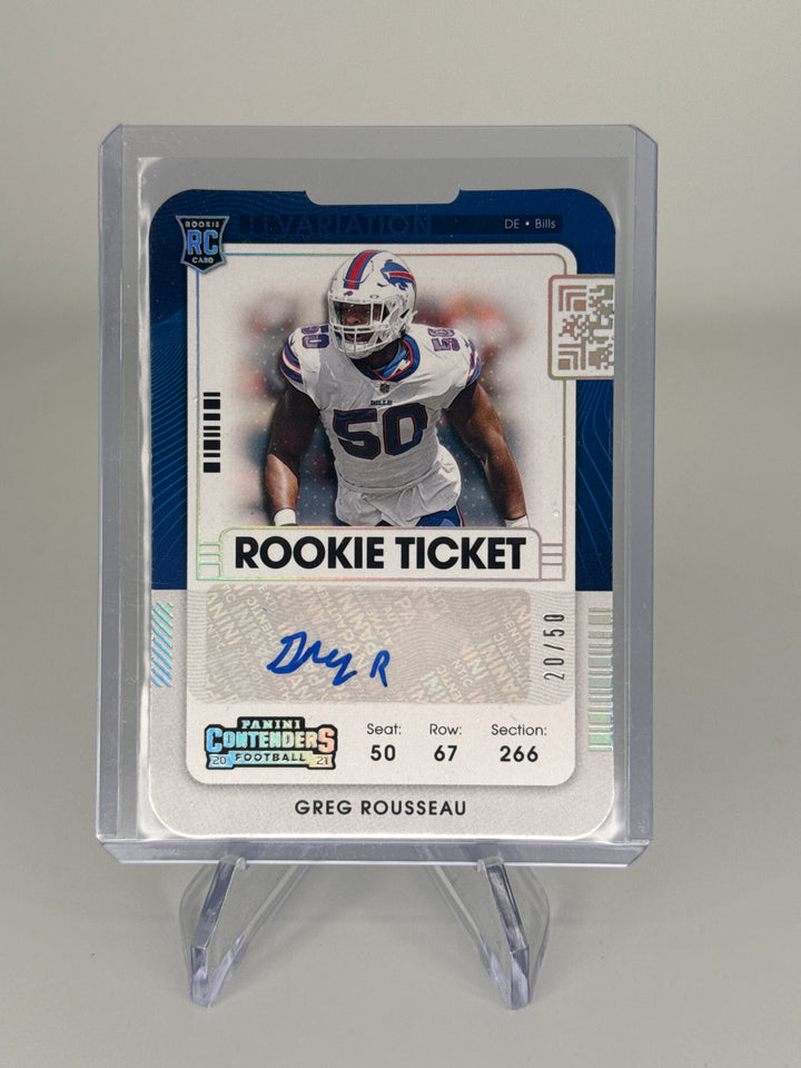 Greg Rousseau 2021 Panini Contenders Variation Rookie Ticket Auto, 20/50