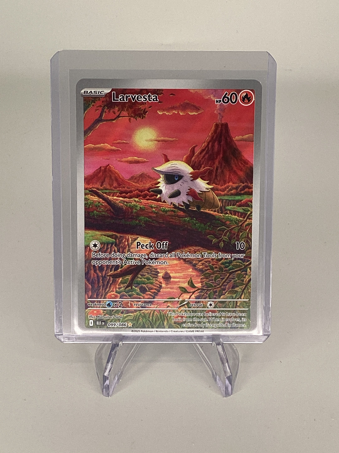 Pokemon TCG 2025 Larvesta Black Bolt Full Art Illustration Rare, 099/086