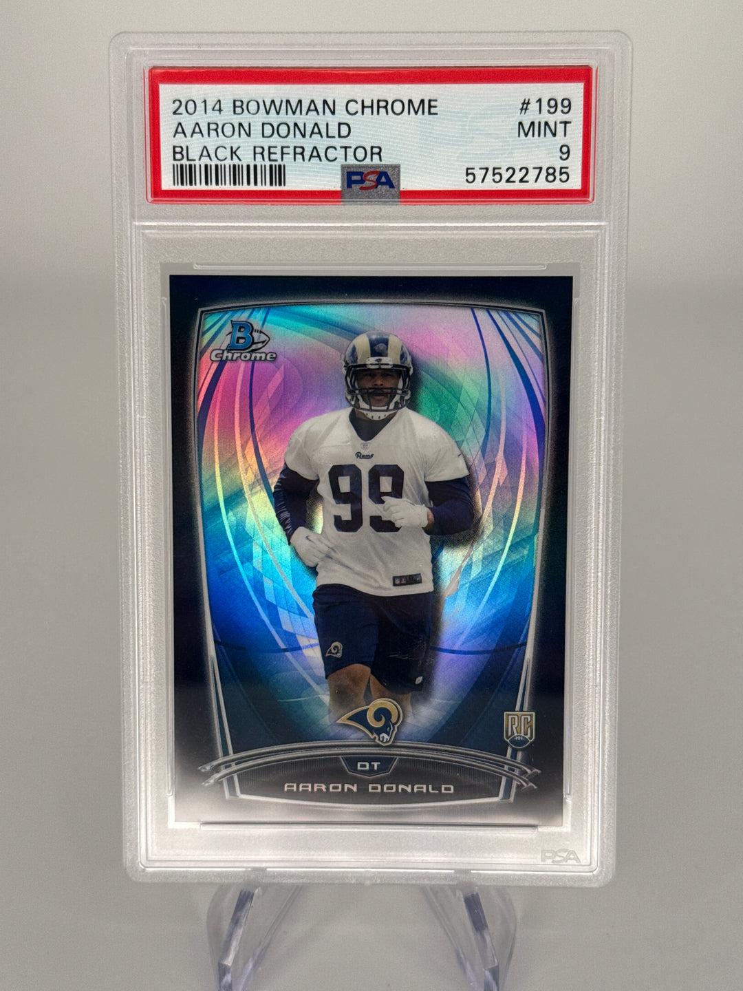 Aaron Donald 2014 Bowman Chrome Black Refractor Rookie, 099/299, PSA 9 Mint