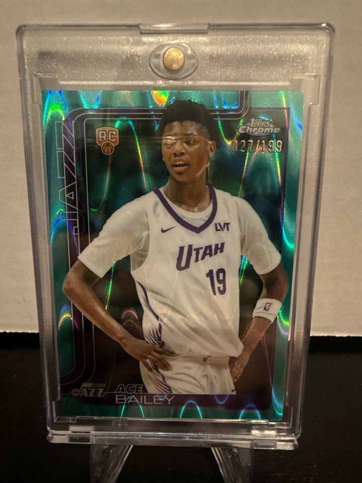 Ace Bailey 2025 Topps Chrome Aqau Raywave Rookie, 027/199