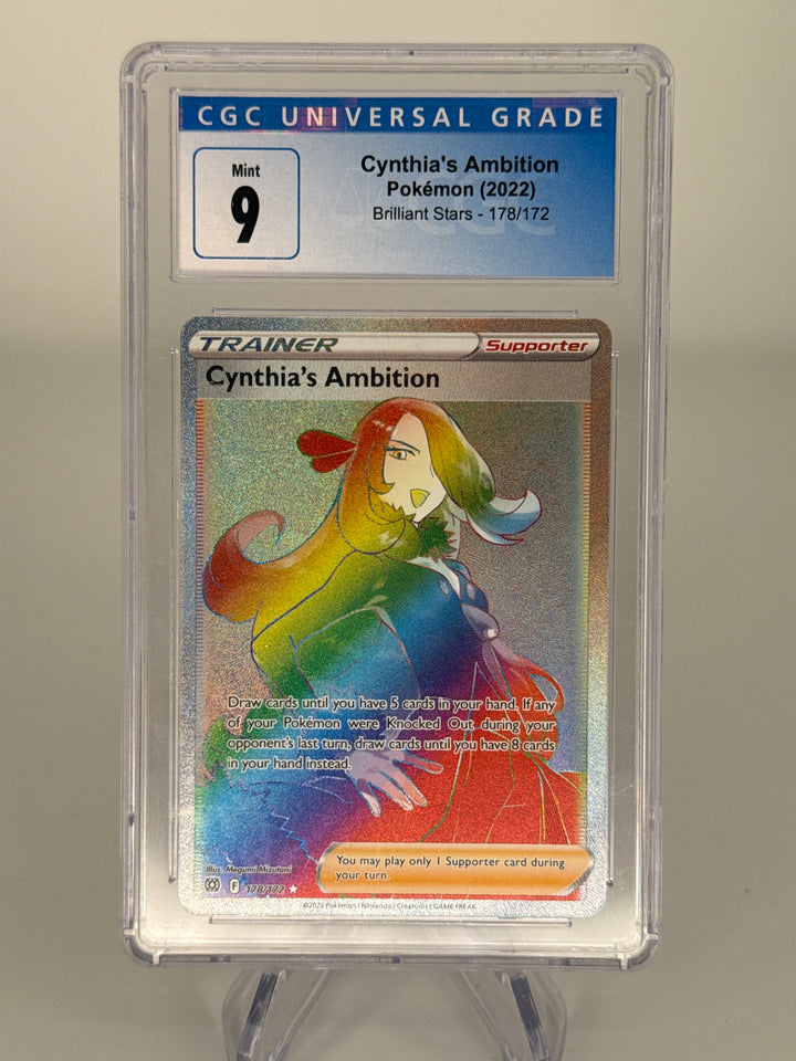 Pokémon TCG 2023 Cynthia's Ambition Trainer Brilliant Stars, 178/172, CGC 9 Mint