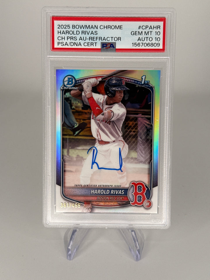 Harold Rivas 2025 Bowman Chrome 1st Refractor Auto, 381/499, PSA 10 Gem Mint, PSA 10 Auto