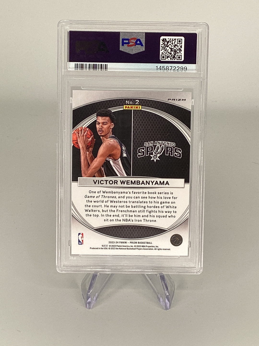 Victor Wembanyama 2023 Panini Prizm Global Reach Green Prizm Rookie, PSA 10 Gem Mint