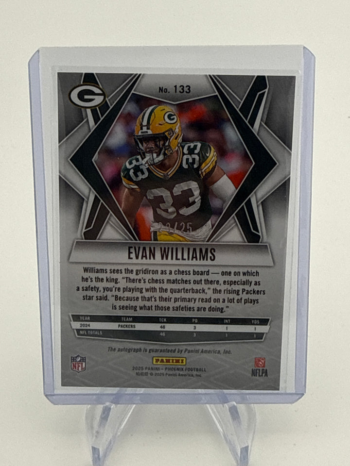 Evan Williams 2025 Panini Phoenix Green Rookie Auto, 23/25