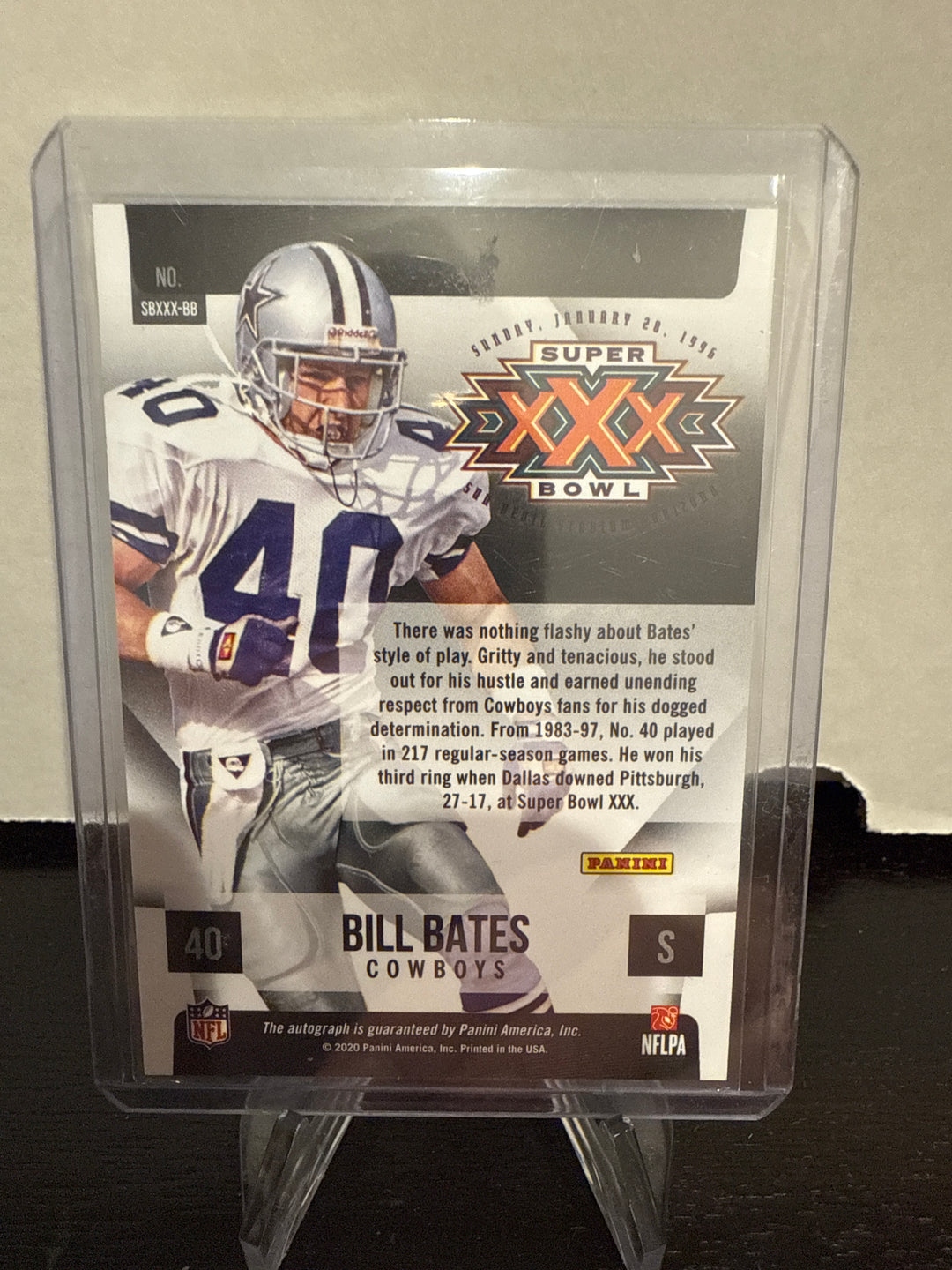 Bill Bates 2020 Panini Super Bowl Signatures