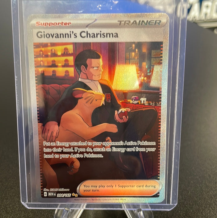 Pokemon TCG 2023 Giovanni's Charisma Trainer Special Illustration Rare, 204/165
