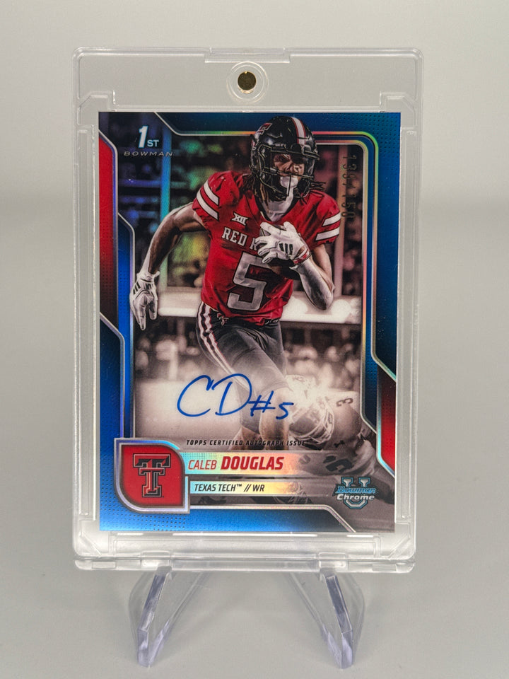 Caleb Douglas 2025 Bowman Chrome University 1st Blue Refractor Auto, 139/150