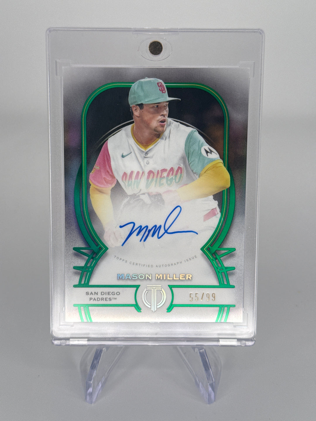 Mason Miller 2026 Topps Tribute Green Auto, 55/99