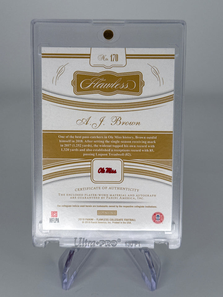 AJ Brown 2019 Panini Flawless Collegiate Rookie Patch Auto Emerald, 4/5