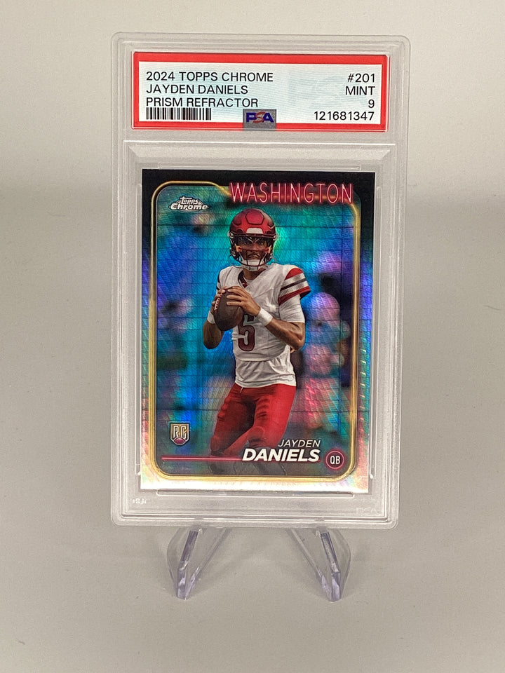Jayden Daniels 2024 Topps Chrome Prism Refractor Rookie, PSA 9 Mint