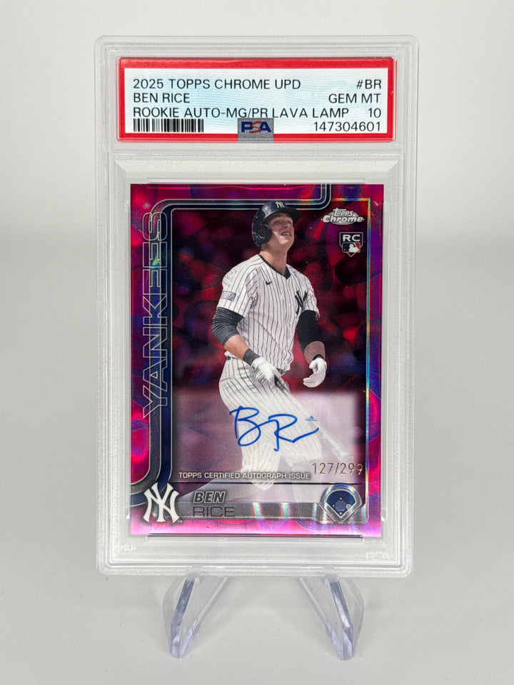 Ben Rice 2025 Topps Chrome Update Lava Lamp Rookie Auto, 127/299, PSA 10 Gem Mint
