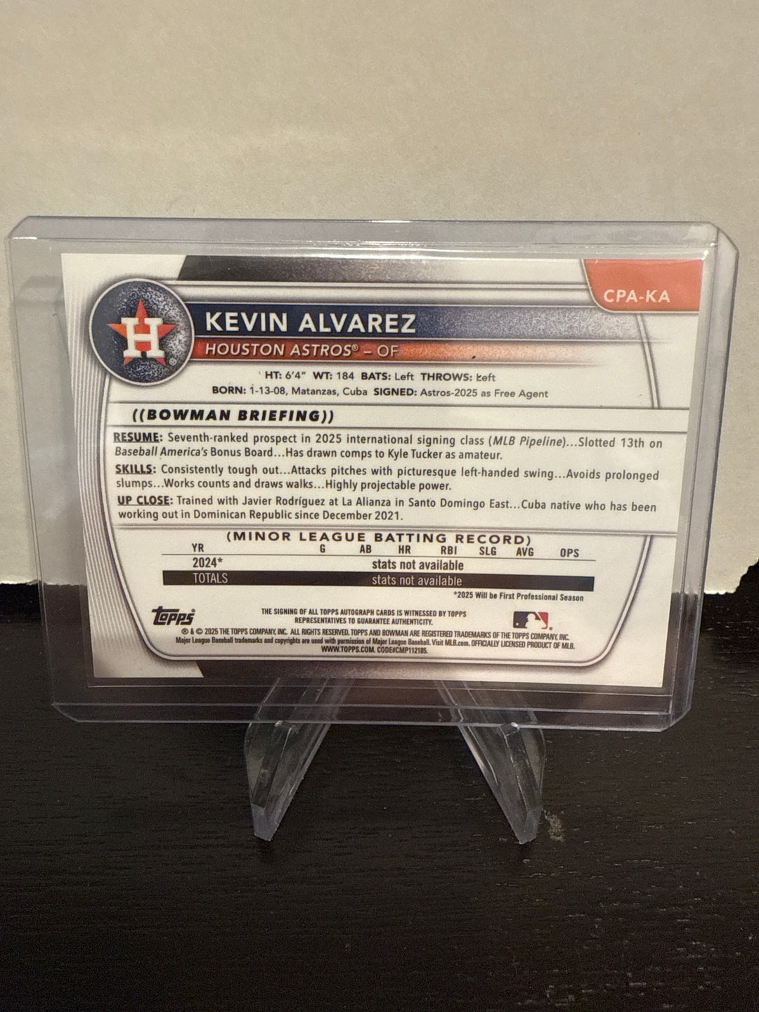 Kevin Alvarez 2025 Bowman Chrome 1st Auto