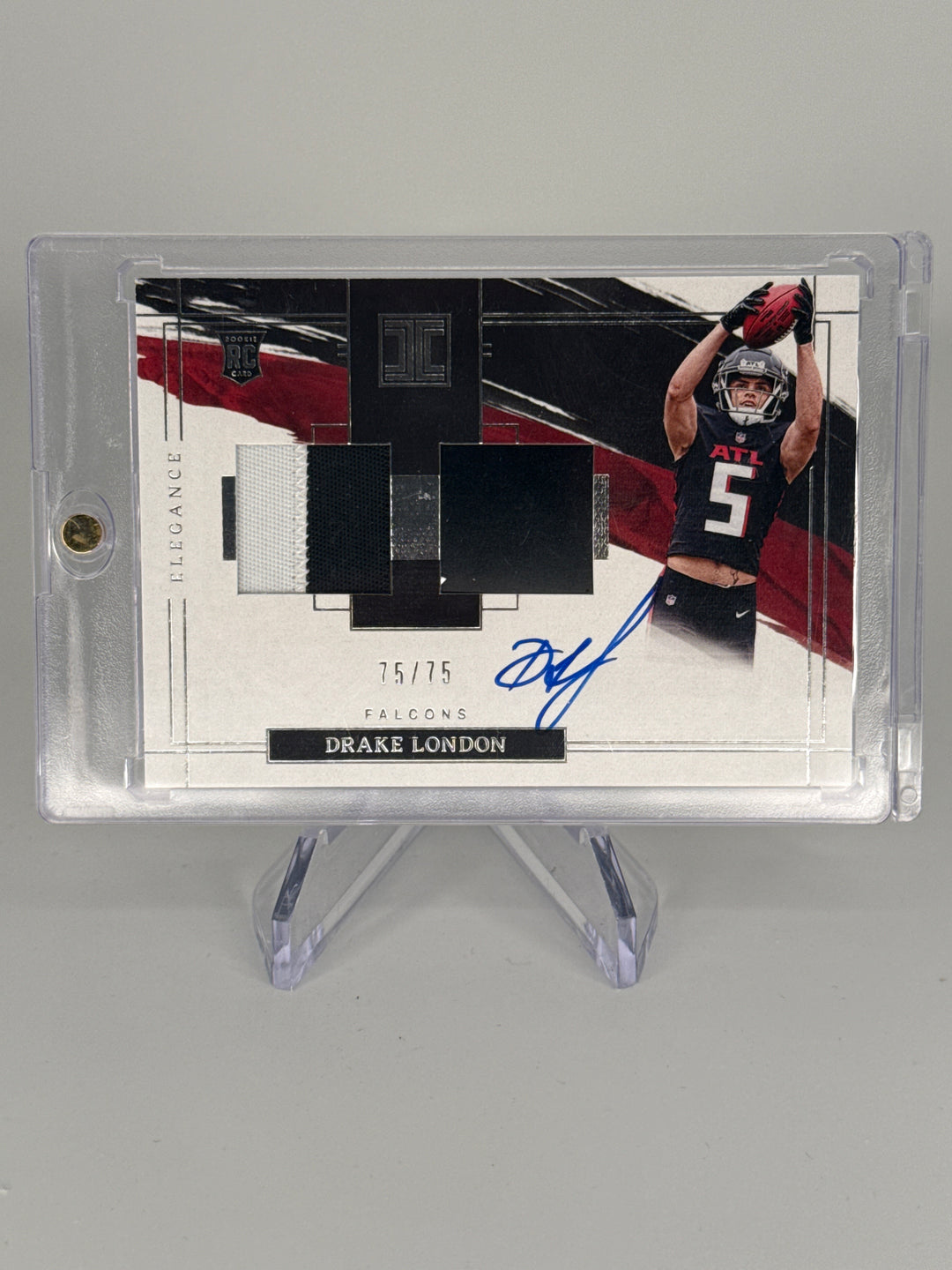 Drake London 2022 Panini Impeccable Elegance Rookie Dual Patch Auto, 75/75