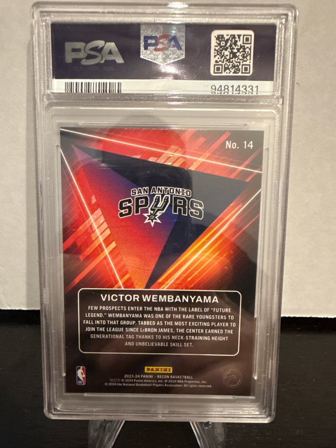 Victor Wembanyama 2023 Panini Recon Future Legends Rookie, PSA 9 Mint