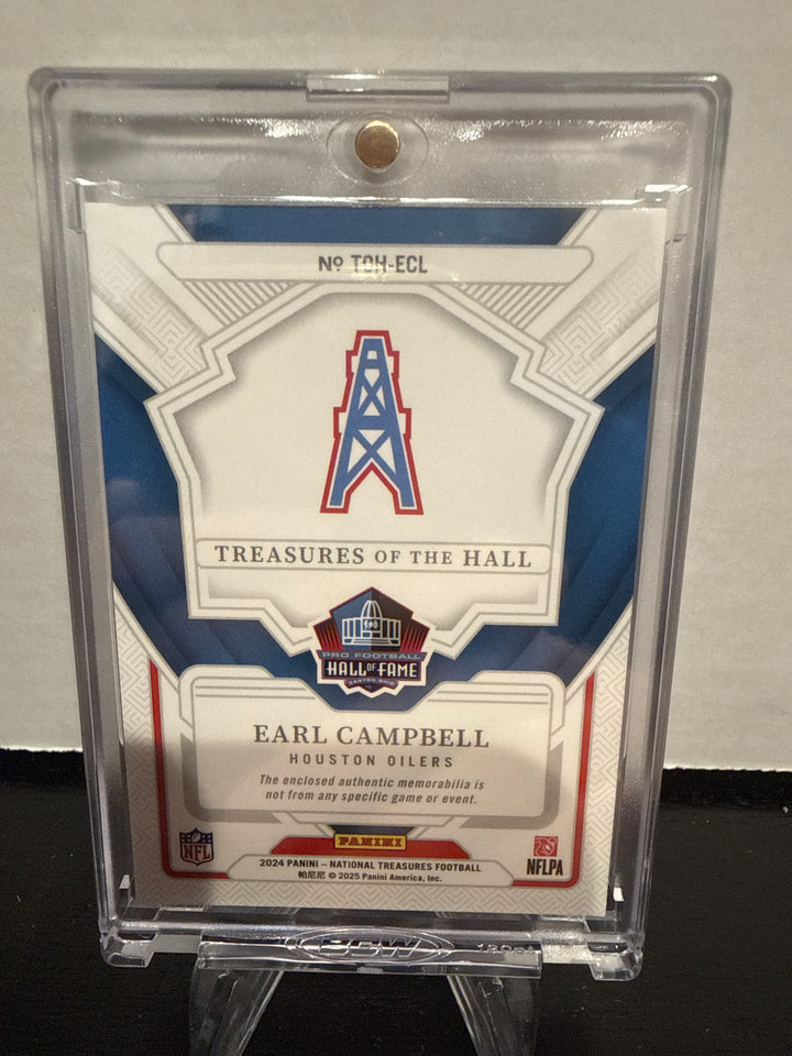 Earl Campbell 2024 Panini National Treasures, Treasures of the Hall Gold Dual Relic, 04/10